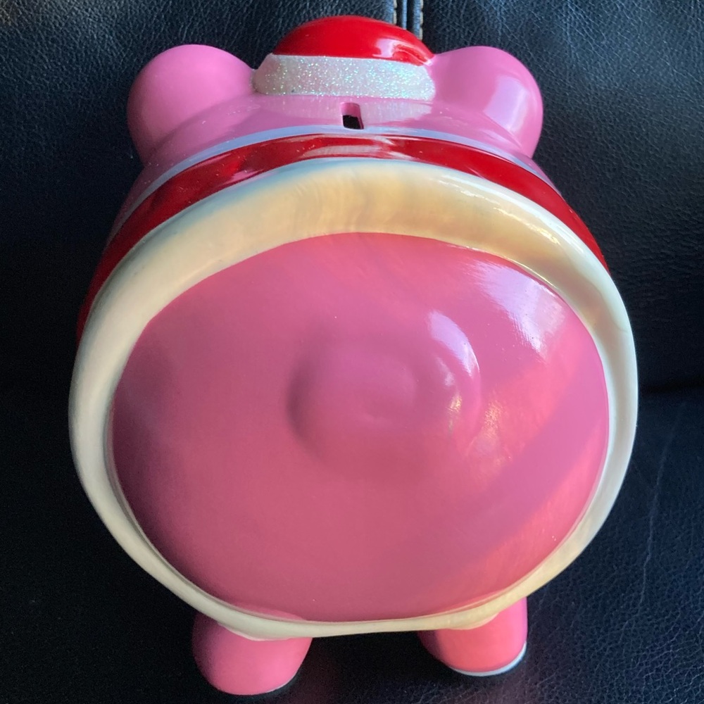 Vintage Room Essentials (RE) 2011 Pink, Red & White Ceramic Holiday Piggy Bank - Picture 4 of 16